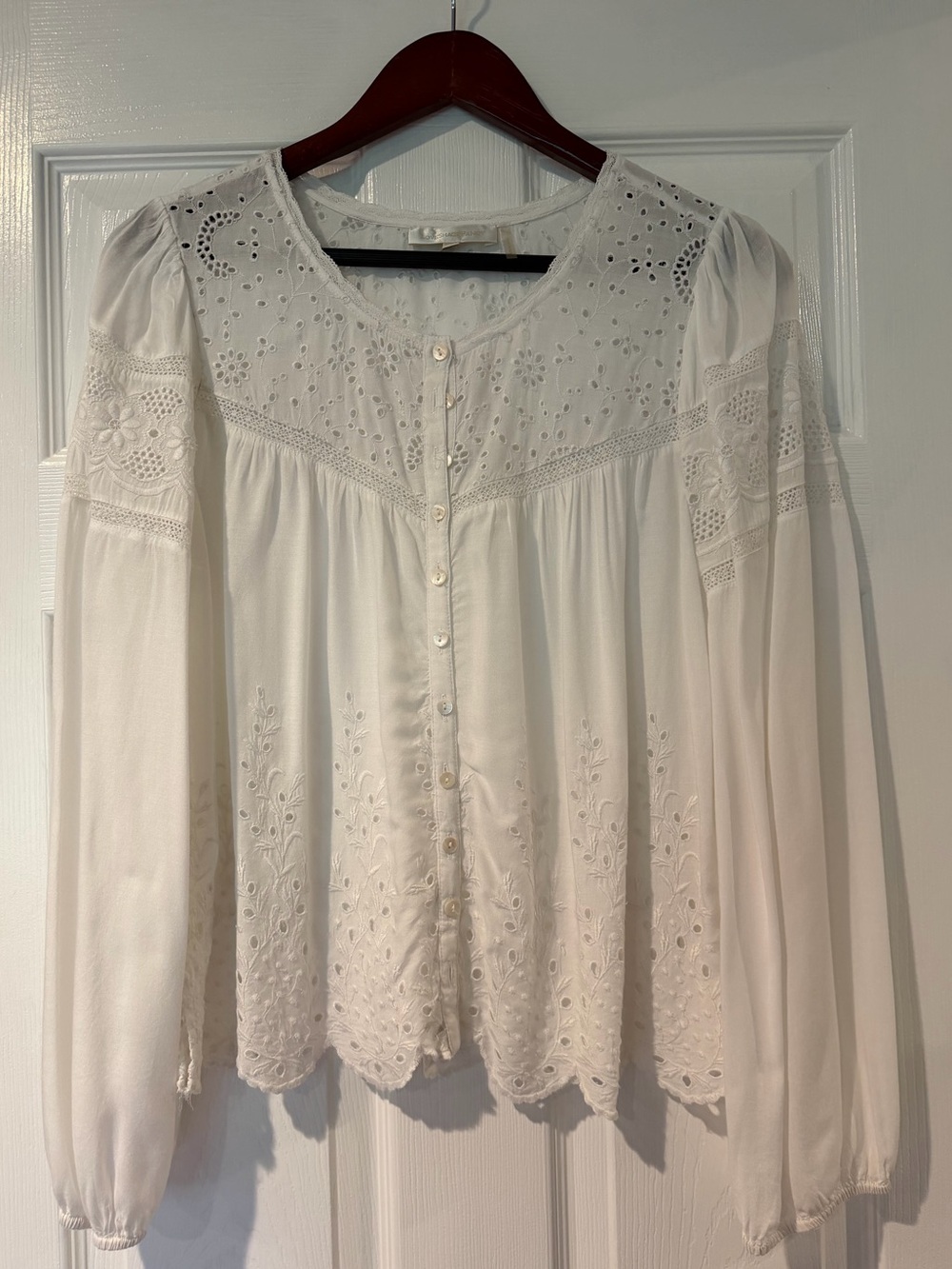 LoveShackFancy Whitw Eyelet Blouse- Sz M